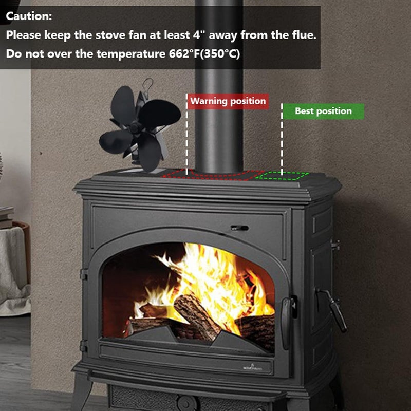 woobles Fireplace Fan Blade, Easy to Install Aluminum Alloy Wood Stove Fan for Household Use - Image 4